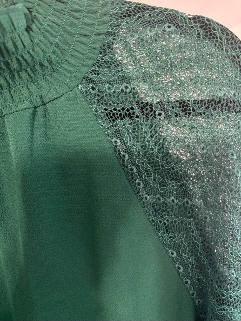 VENUS Emerald Green Lace-Trim Long Sleeve Dress - Picture 6 of 10